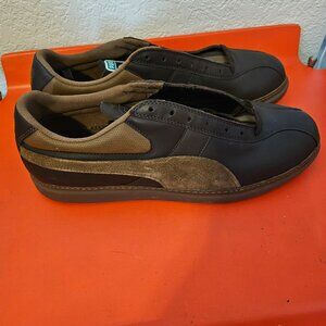 PUMA NYC Pelle 75 Leather Sneakers Brown Shoes Men's 12